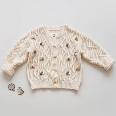 Îmbrăcăminte pentru bebeluși de toamnă Bumbac fetiță Frunze de lotus Pulover de tricotat Cardigan Moda haină pentru copii Broderie Cardigan scobit