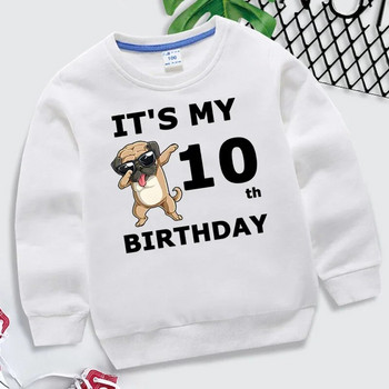 Анимационни кучета Детски суичъри Рожден ден номер 1-10 Детски пуловер Честит рожден ден Момче Момиче Суичър Ежедневни дрехи Бебешки горнища