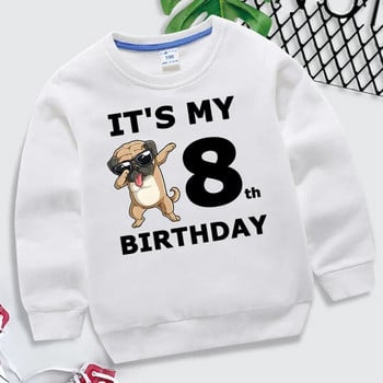 Анимационни кучета Детски суичъри Рожден ден номер 1-10 Детски пуловер Честит рожден ден Момче Момиче Суичър Ежедневни дрехи Бебешки горнища