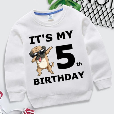 Multikad Koerad Laste Pusad Sünnipäevanumbrid 1-10 Laste Pullover Palju õnne sünnipäevaks Poiss Tüdruk Pusa Vabaaja riided Beebi topid