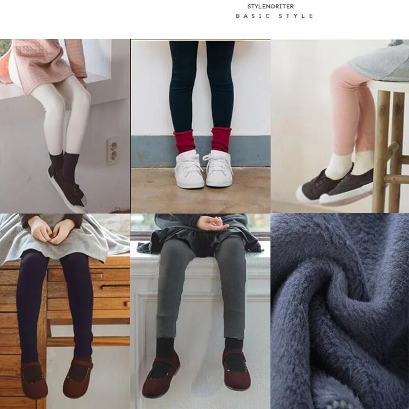 Dievčenské teplé bavlnené legíny s elastickým pásom, zimné zahusťovacie flísové detské dlhé nohavice, teplé dievčenské legíny