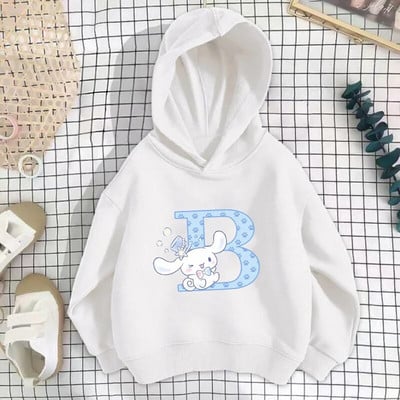 Sanrio Cinnamoroll Gyermek pulóverek betűk ABCD pulóverek lányok ruhák Kawaii pulóver Anime Rajzfilmek fiúk gyerekek alkalmi felsők