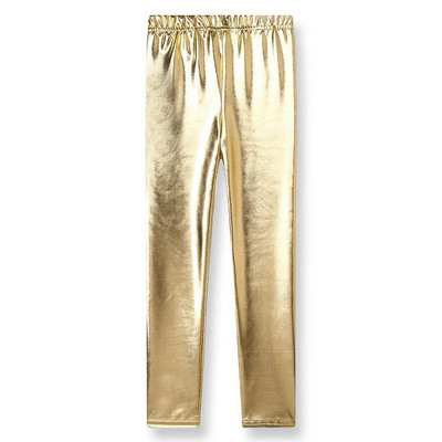 Dievčenské legíny z lycry zlatej farby, strieborno-ružové, metalické, skinny, dlhé, 2-9 rokov