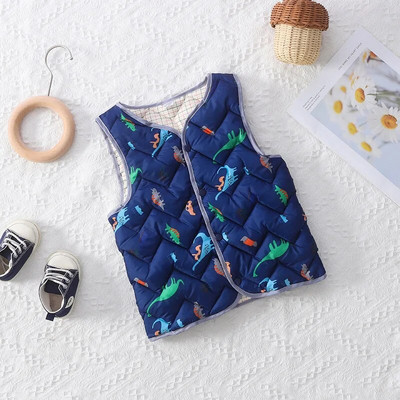 Josaywini sügistalvine lastevest poistele Tüdrukutele Beebi jakk Vest Mantel lastele Paks varrukateta O-kaelusega trükitud jope riided