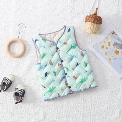 Josaywini sügistalvine lastevest poistele Tüdrukutele Beebi jakk Vest Mantel lastele Paks varrukateta O-kaelusega trükitud jope riided