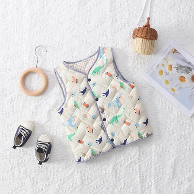 Josaywini sügistalvine lastevest poistele Tüdrukutele Beebi jakk Vest Mantel lastele Paks varrukateta O-kaelusega trükitud jope riided