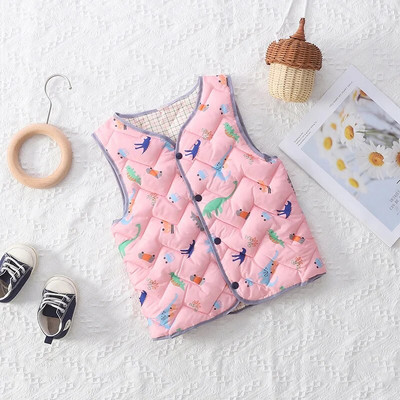 Josaywini sügistalvine lastevest poistele Tüdrukutele Beebi jakk Vest Mantel lastele Paks varrukateta O-kaelusega trükitud jope riided