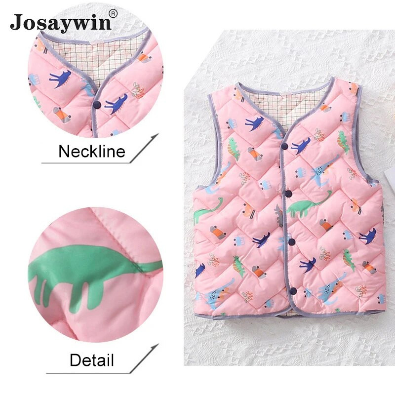 Josaywini sügistalvine lastevest poistele Tüdrukutele Beebi jakk Vest Mantel lastele Paks varrukateta O-kaelusega trükitud jope riided