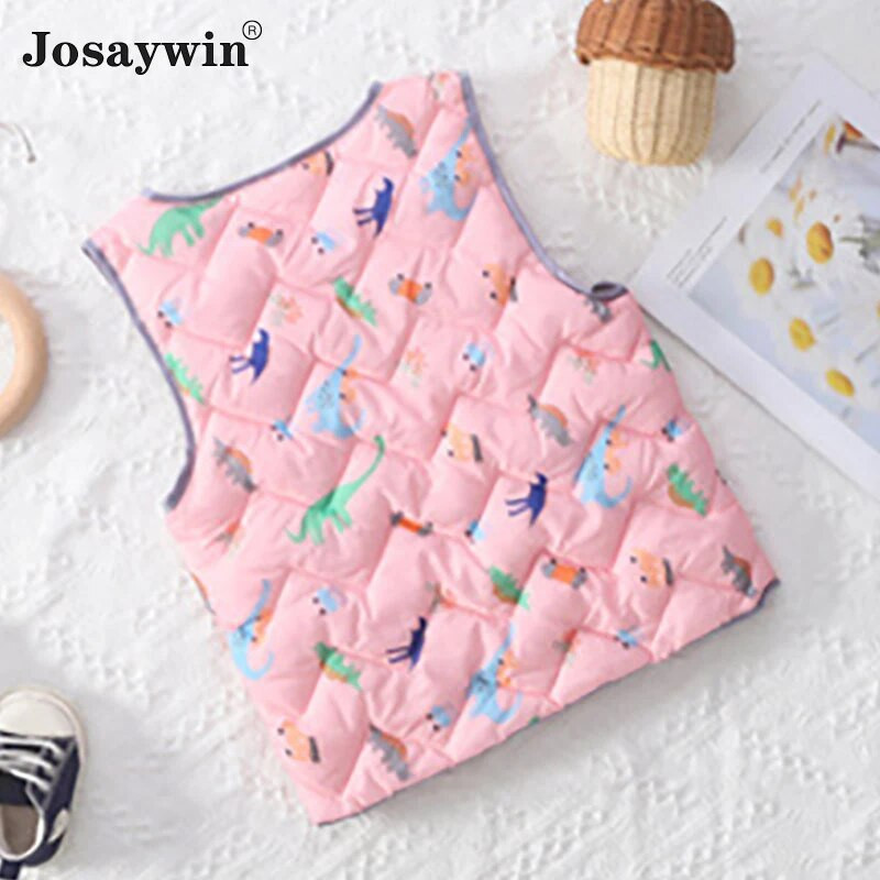 Josaywini sügistalvine lastevest poistele Tüdrukutele Beebi jakk Vest Mantel lastele Paks varrukateta O-kaelusega trükitud jope riided