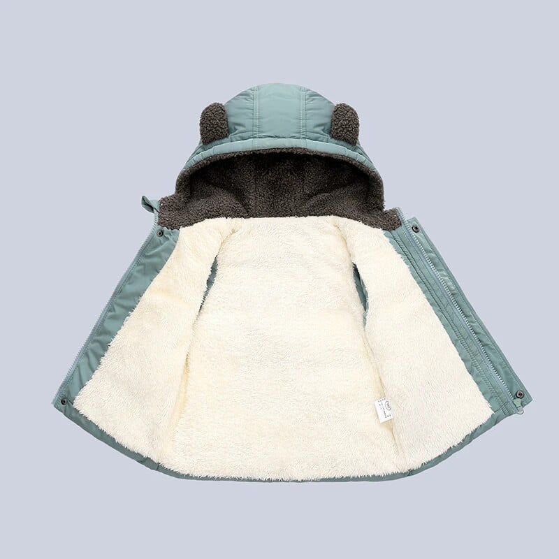 Jesenná zimná vesta pre chlapcov s medvedími ušami, jednofarebná, udržiava teplá, malá princezná, dievčenská vesta s kapucňou, chlapčenský kabát, detské oblečenie pre 2-6 rokov