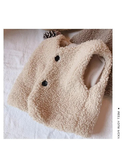 Vestă de iarnă pentru copii Bebeluși băieți Fete Vestă drăguță din lână Polară Vestă îngroșată și caldă Vestă de blană 3-8 ani