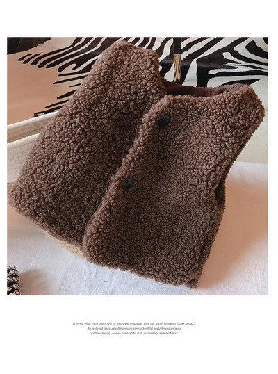 Vestă de iarnă pentru copii Bebeluși băieți Fete Vestă drăguță din lână Polară Vestă îngroșată și caldă Vestă de blană 3-8 ani