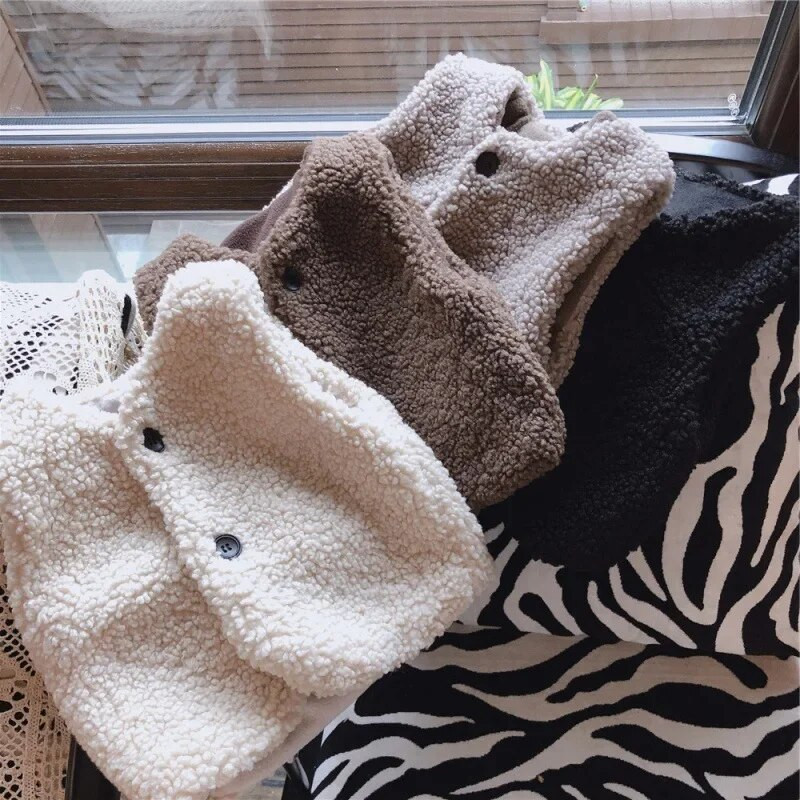 Vestă de iarnă pentru copii Bebeluși băieți Fete Vestă drăguță din lână Polară Vestă îngroșată și caldă Vestă de blană 3-8 ani