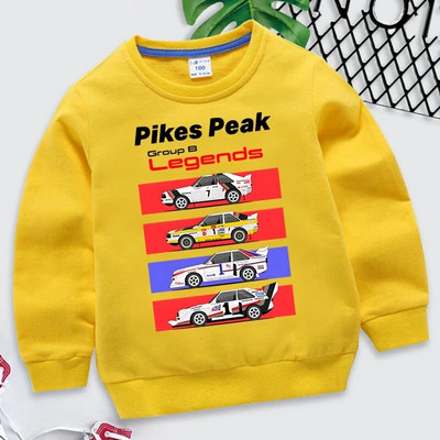 Pikes Peak B-grupi legendid Prindid Lasteriided Ralliautode pusad Ajalooline B-grupi ralliauto dressipluus poisid, tüdrukud, Y2k Sudadera
