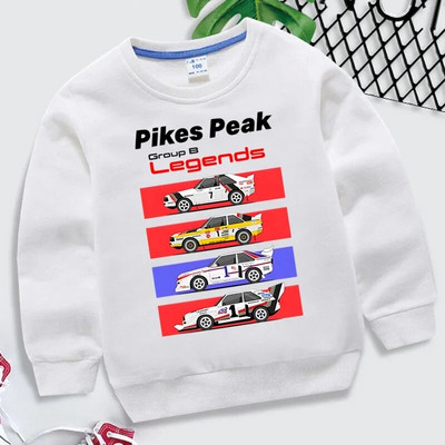 Pikes Peak B-grupi legendid Prindid Lasteriided Ralliautode pusad Ajalooline B-grupi ralliauto dressipluus poisid, tüdrukud, Y2k Sudadera