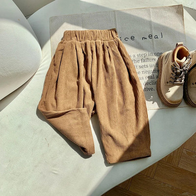 2-8T manšestrové nohavice pre dojčatá, chlapcov a dievčatá, batoľatá, jeseň a zima, oblečenie, ležérne voľné detské háremové nohavice