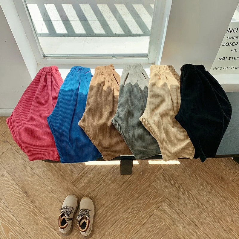 2-8T manšestrové nohavice pre dojčatá, chlapcov a dievčatá, batoľatá, jeseň a zima, oblečenie, ležérne voľné detské háremové nohavice