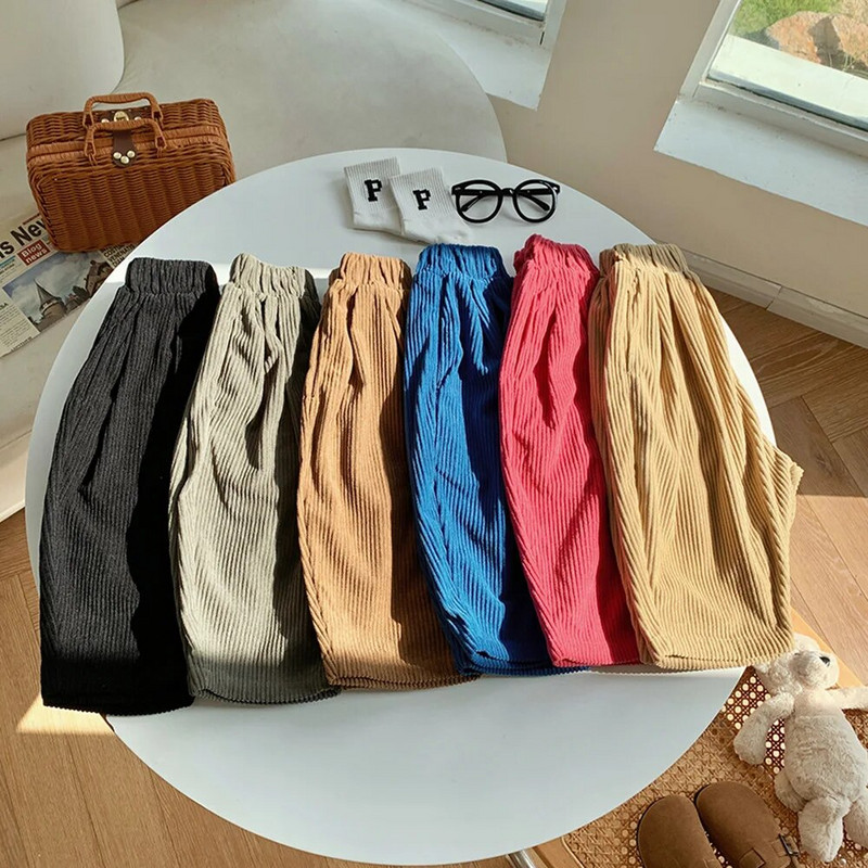 2-8T manšestrové nohavice pre dojčatá, chlapcov a dievčatá, batoľatá, jeseň a zima, oblečenie, ležérne voľné detské háremové nohavice