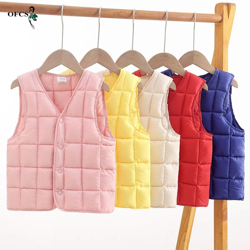 Laste sulevest puuvillane vest, enimmüüdud sügisene tüdrukute ja poiste vestid ülerõivaste jakk 2–10 aastaseks lastele, kindel varrukateta kardigan