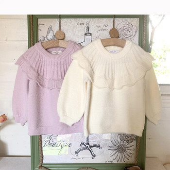 Φθινοπωρινά πουλόβερ για κορίτσια Χειμερινό Παιδικό μανδύα πουλόβερ μακρυμάνικο μονόχρωμο βιζόν μωρό κορίτσι πλεκτό πουλόβερ Ζεστό πουλόβερ για κορίτσια