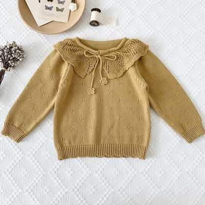 Jesenné dievčenské svetre, zimný detský plášťový sveter s dlhým rukávom, jednofarebný norkový dievčenský pletený sveter, teplý dievčenský sveter