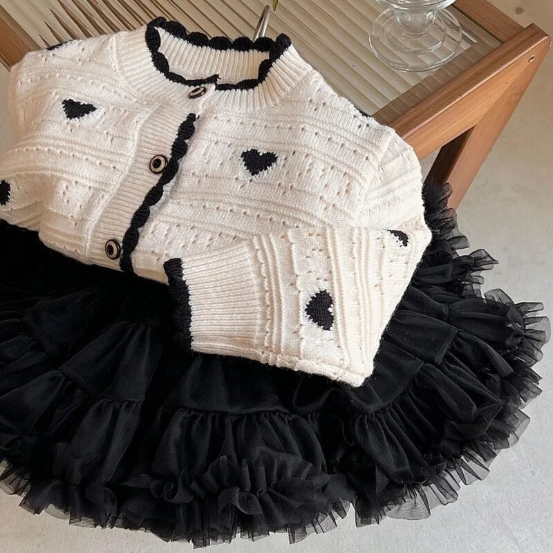 Uus laste südamega kampsun 1–8-aastastele lastele beebipoistele tüdrukutele pikkade varrukatega kootud triibuline kampsun mantel Ülerõivad sügistopsid riided