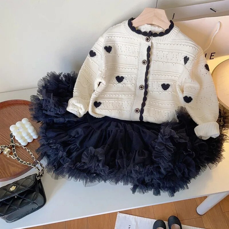 Uus laste südamega kampsun 1–8-aastastele lastele beebipoistele tüdrukutele pikkade varrukatega kootud triibuline kampsun mantel Ülerõivad sügistopsid riided