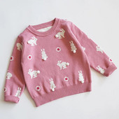 1-6a väikelaste väikelaste poiste tüdrukute kampsun soe kootud jänesepullover pikkade varrukatega ümara kaelusega pullover kudum talveriided