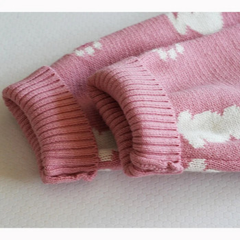 1-6 г. малко дете, бебе, момче, момичета, пуловер, топъл плетен заешки пуловер с дълъг ръкав и кръгло деколте, трикотажно зимно облекло