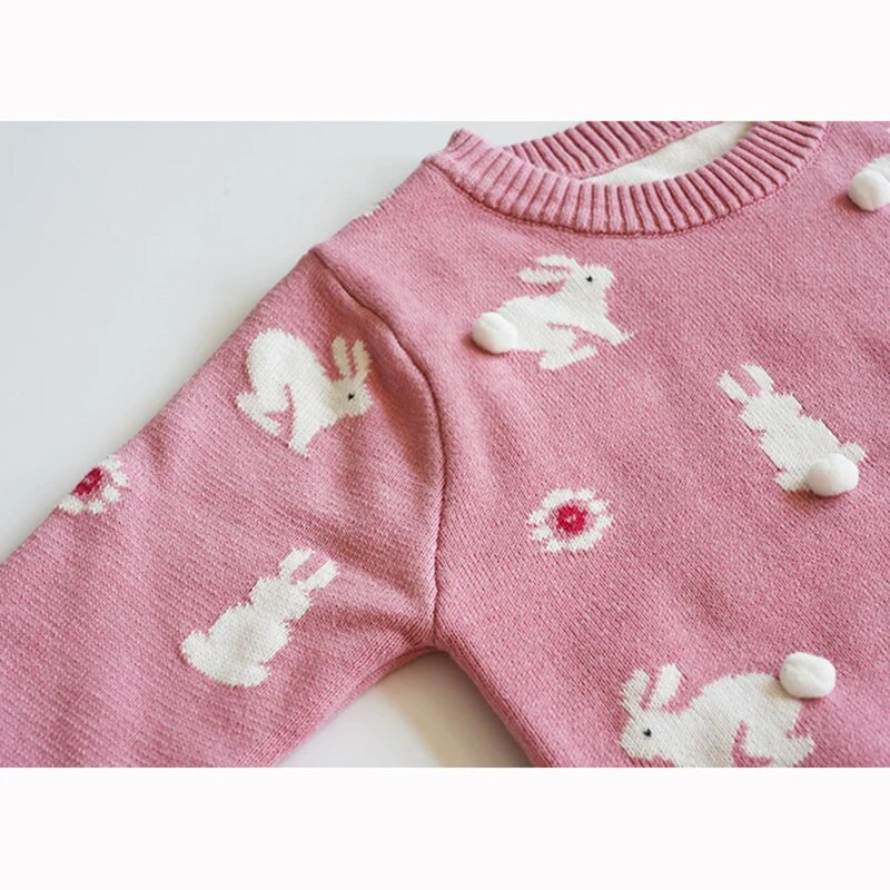 1-6a väikelaste väikelaste poiste tüdrukute kampsun soe kootud jänesepullover pikkade varrukatega ümara kaelusega pullover kudum talveriided