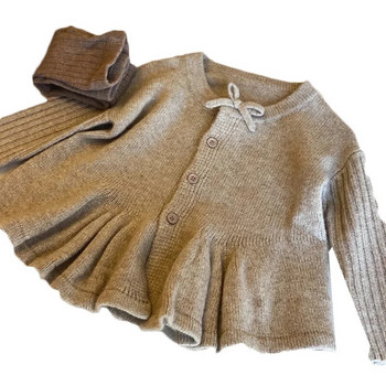 Модна и модерна есенна нова плетена жилетка за момиче, едноредов пуловер Есенно зимно облекло за момиче, модерен стил