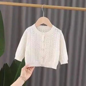 Kevad-sügis armas pitsmantel tüdrukule kootud kardigan suvine õhuke õõnsaga kootud särk Beebitüdruku sall mantel Konditsioneeriga särk