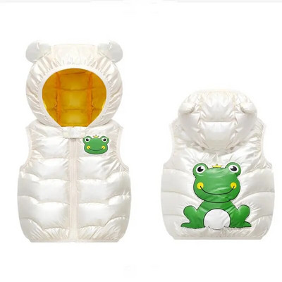 Φθινοπωρινό χειμωνιάτικο παιδικό γιλέκο μόδας για κορίτσια με κουκούλα Αμάνικο τζάκετ αγοριών πουπουλένια καρτούν φανελάκι Παιδικό παλτό 1-6Y