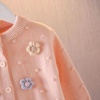 Παιδικό πουλόβερ Κοριτσίστικα Κορεάτικη πλεκτή ζακέτα 2023 New Flower Φθινοπωρινό τοπ Παιδικό πολυχρηστικό μακρυμάνικο παλτό 1 3 5 7T