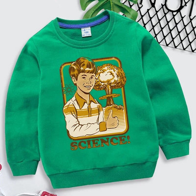 Naljakad teadustrükised Lasteriided Tüdrukud Sügised Multikad Sviitrid Vintage pikkade varrukatega tänavarõivad Harajuku mood poiste kapuuts