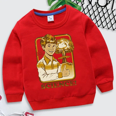 Naljakad teadustrükised Lasteriided Tüdrukud Sügised Multikad Sviitrid Vintage pikkade varrukatega tänavarõivad Harajuku mood poiste kapuuts