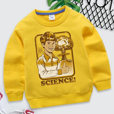 Naljakad teadustrükised Lasteriided Tüdrukud Sügised Multikad Sviitrid Vintage pikkade varrukatega tänavarõivad Harajuku mood poiste kapuuts