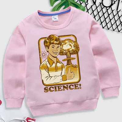 Naljakad teadustrükised Lasteriided Tüdrukud Sügised Multikad Sviitrid Vintage pikkade varrukatega tänavarõivad Harajuku mood poiste kapuuts