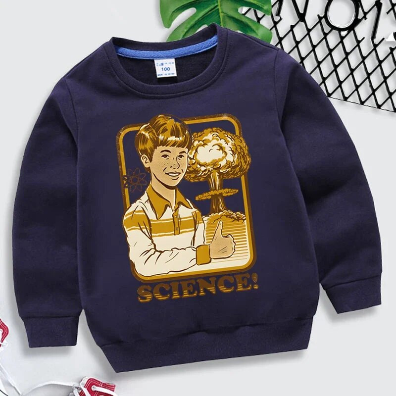 Naljakad teadustrükised Lasteriided Tüdrukud Sügised Multikad Sviitrid Vintage pikkade varrukatega tänavarõivad Harajuku mood poiste kapuuts