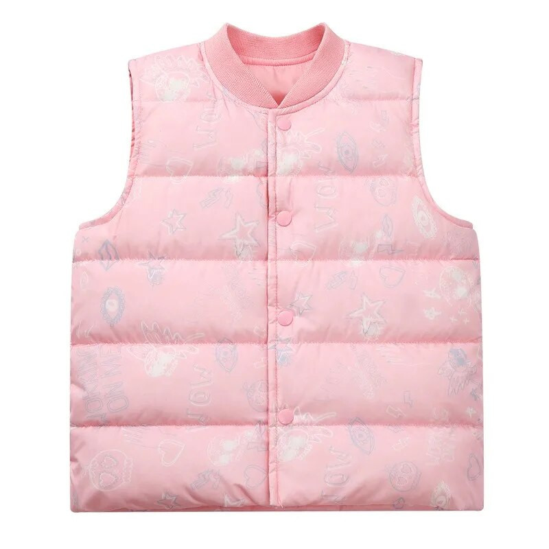 Copii Fete Vestă albă din puf de rață, vestă îngroșată, caldă, îmbrăcăminte exterioară, iarnă, toamnă, jachete, adolescenți, studenți, haine.