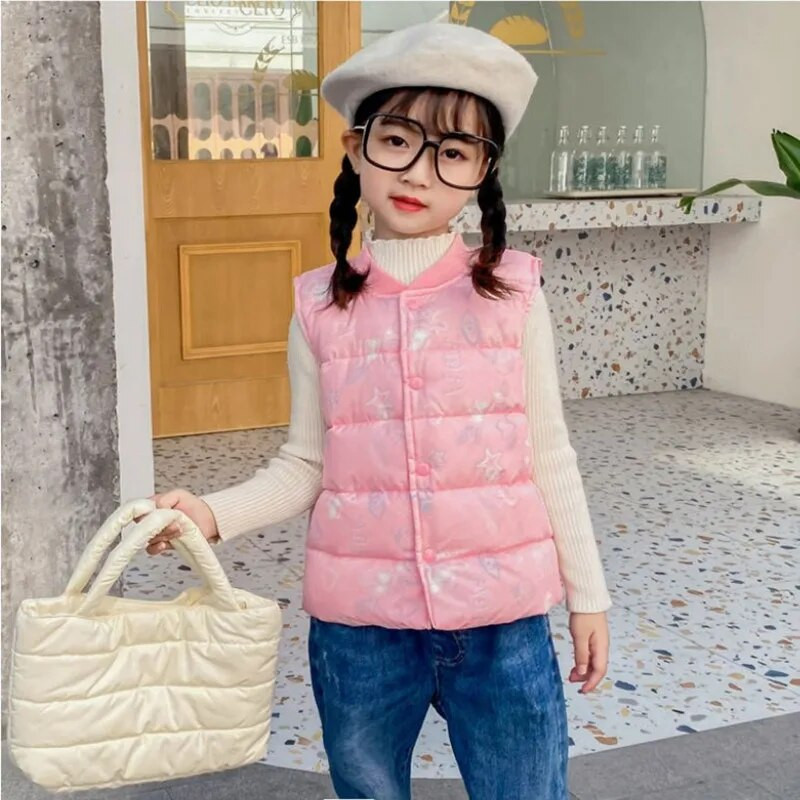 Copii Fete Vestă albă din puf de rață, vestă îngroșată, caldă, îmbrăcăminte exterioară, iarnă, toamnă, jachete, adolescenți, studenți, haine.