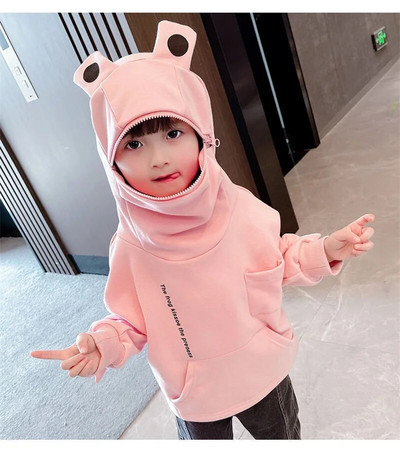 Pulovere noi pentru bebeluși, primăvară, toamnă, haine largi pentru copii, broaște, cu glugă, cu mâneci lungi, drăguț, cu desene animate, pulover de vânt Top 1-6 ani