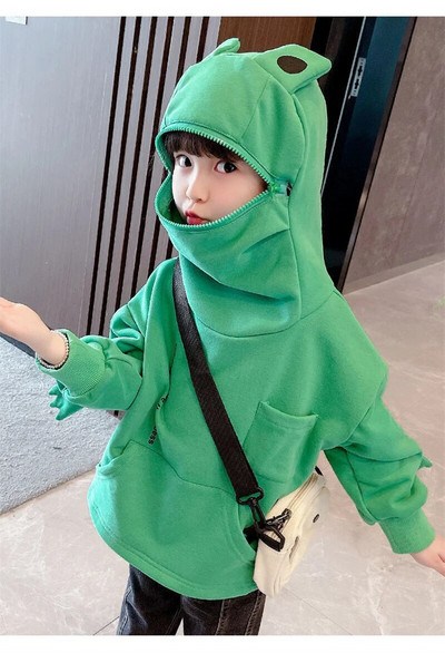 Pulovere noi pentru bebeluși, primăvară, toamnă, haine largi pentru copii, broaște, cu glugă, cu mâneci lungi, drăguț, cu desene animate, pulover de vânt Top 1-6 ani