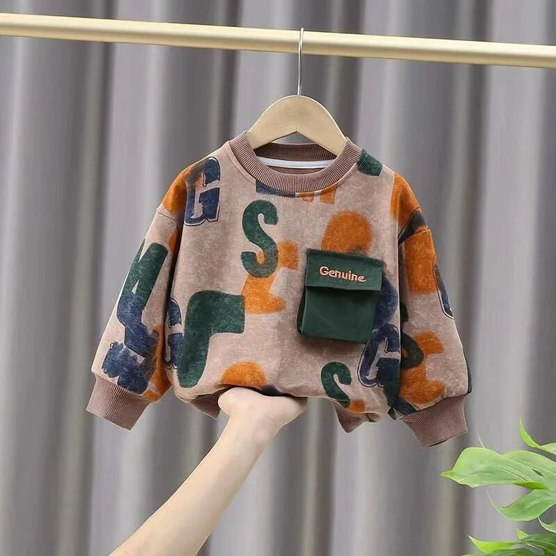 Hanoră pentru băieți, primăvară și toamnă 2024, nou pentru copii, toamnă, la modă, haine cu mâneci lungi pentru copii, pulover pentru copii