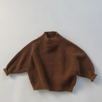 Пуловер за плетене в корейски стил, момичета, момчета, без ръкави, есен, зима, детски едноцветни пуловери, дрехи за бебета, момичета, момчета