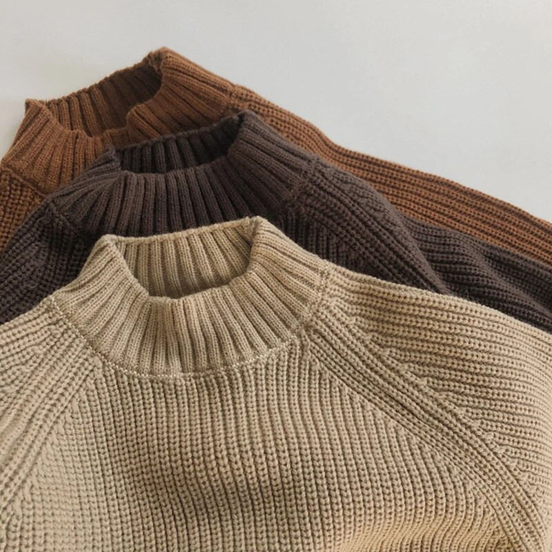 Κορεάτικο στυλ Πλεκτό πουλόβερ για μωρά αγόρια Αμάνικο Φθινοπωρινό Χειμώνας Παιδικά Μονόχρωμα Πουλόβερ Βρεφικά Κορίτσια Αγόρια Ρούχα