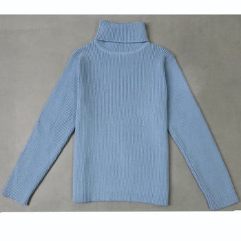 2022 Есен Бебешки пуловери с висока яка за момичета Пуловер Детски пуловери за зимата Плетени пуловери с дъно за момчета Vetement Enfant