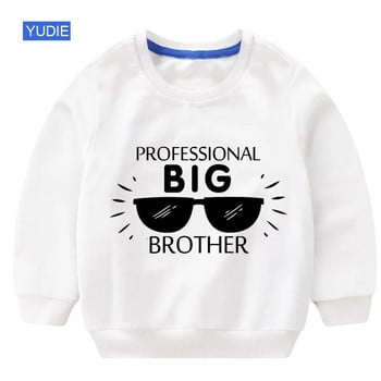Детски суитшърт с качулка за момчета Детски дрехи Тениска с дълъг ръкав Дрехи за момичета Big Brother Letter Пролет Бебешки суитшърт Пуловер