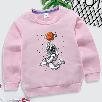 Uus laste korvpalli astronauti kapuuts, väikelaste tüdrukute harajuku riided poiste pikkade varrukatega kampsun Lahedad laste tänavarõivad