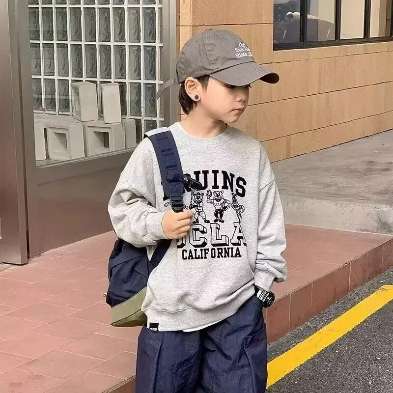 Poiste kampsun kevade ja sügise stiil Uus keskmise suurusega laste sügisene särk Moodne ja moodne